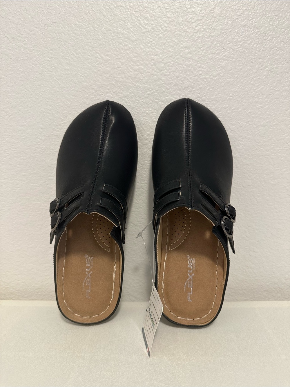 Spring Step Black Slip-On Clog Mules with Double Buckle